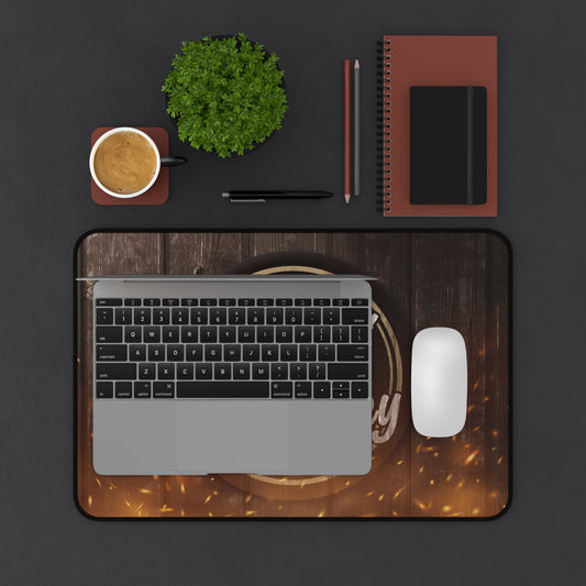 Rustic Wheelz & Whiskey Desk Mat for Home Office, Gaming, Unique Gift, Personalized Decor, Vintage Style