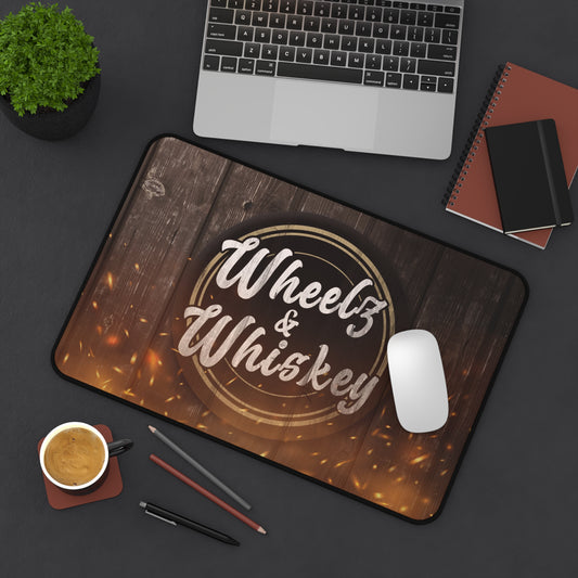 Rustic Wheelz & Whiskey Desk Mat for Home Office, Gaming, Unique Gift, Personalized Decor, Vintage Style